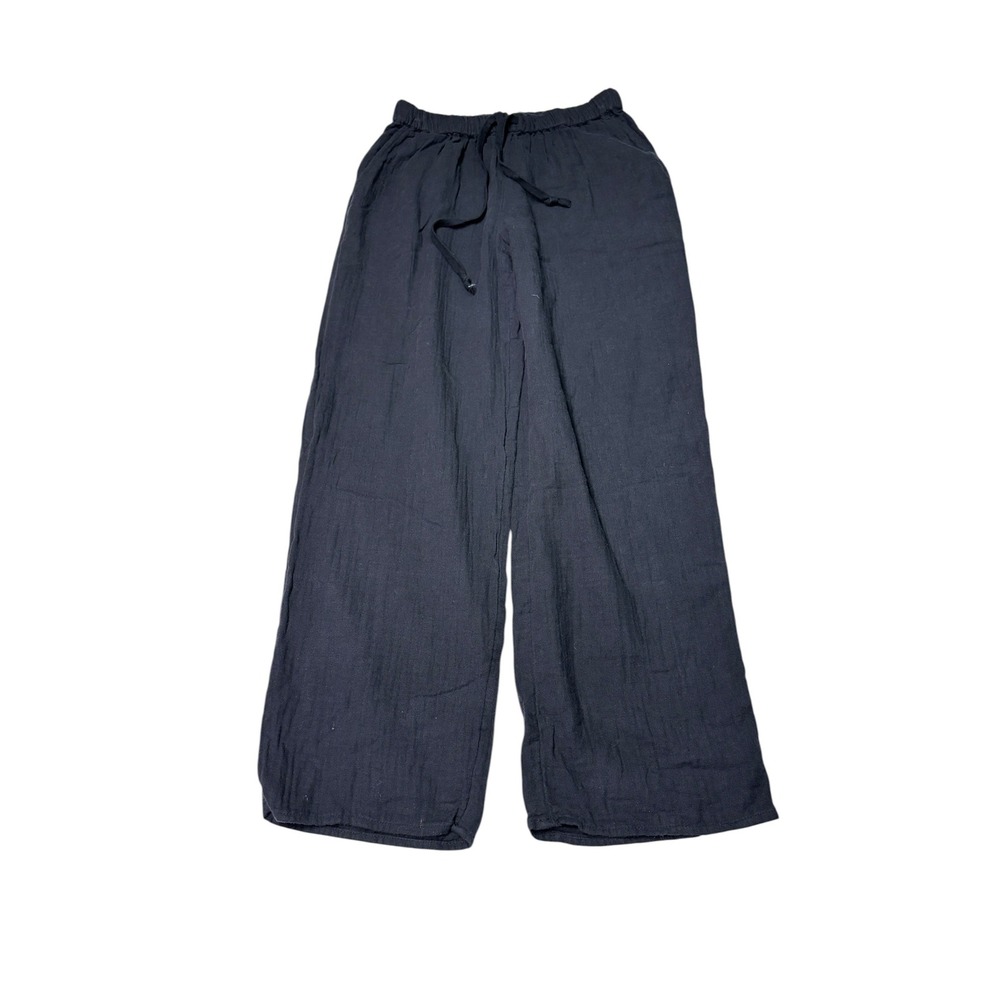 Wilfred Free Organic Cotton Gauze Wide Leg Pants Black Womens XS W26 L26